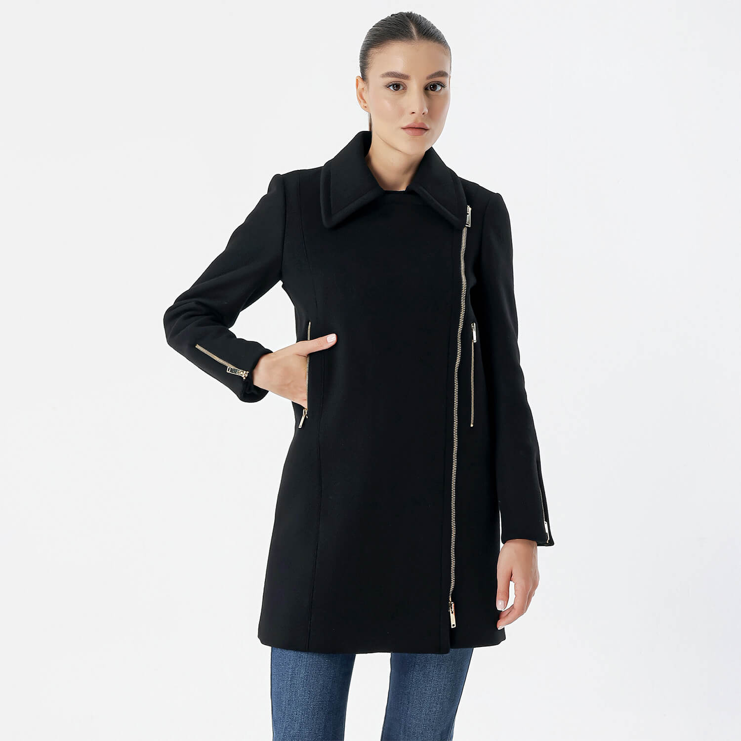 Stella McCartney - Black Wool Silver Zip Coat